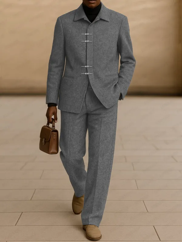 Modern Fit Tweed Blazer Pants Set made by Coofandy