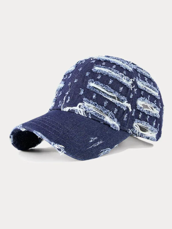 Trendy Destroyed Torn Denim Cap sold by Coofandy