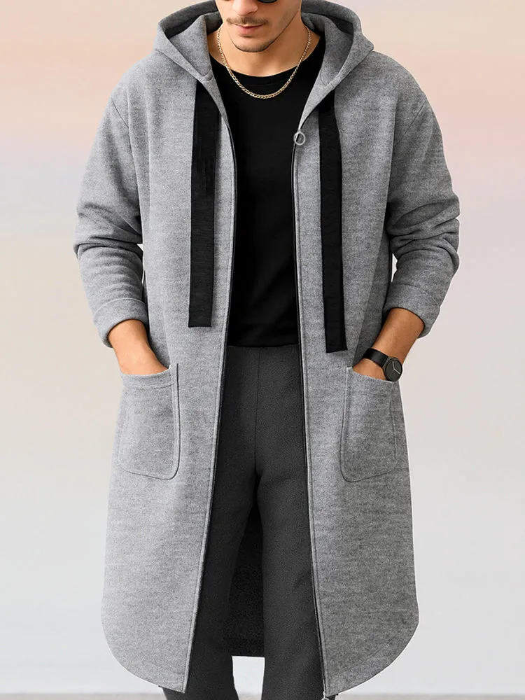 Casual Loose Fit Hooded Longline Jacket sold by Coofandy product image thumbnail 3