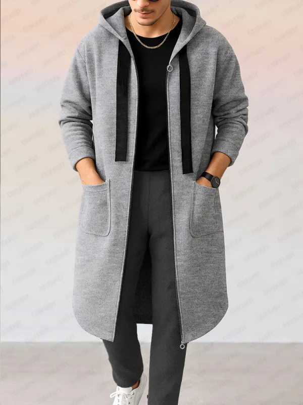 Casual Loose Fit Hooded Longline Jacket sold by Coofandy