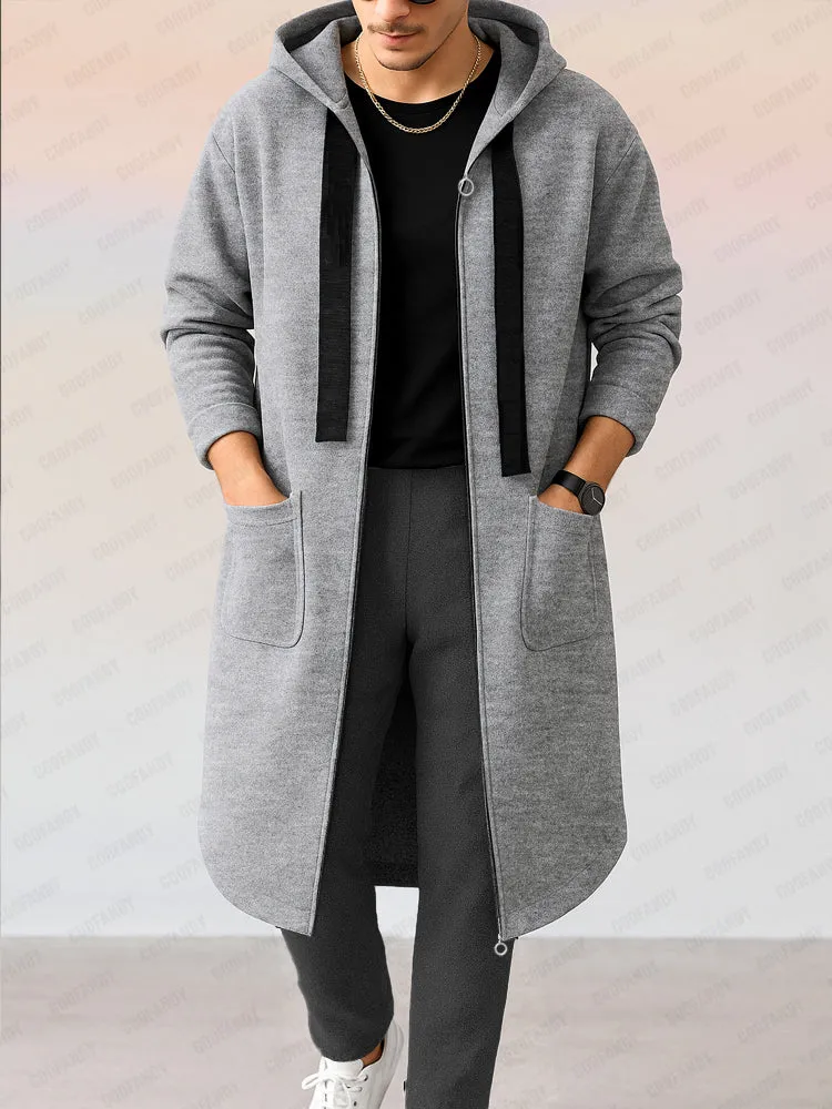 Casual Loose Fit Hooded Longline Jacket sold by Coofandy