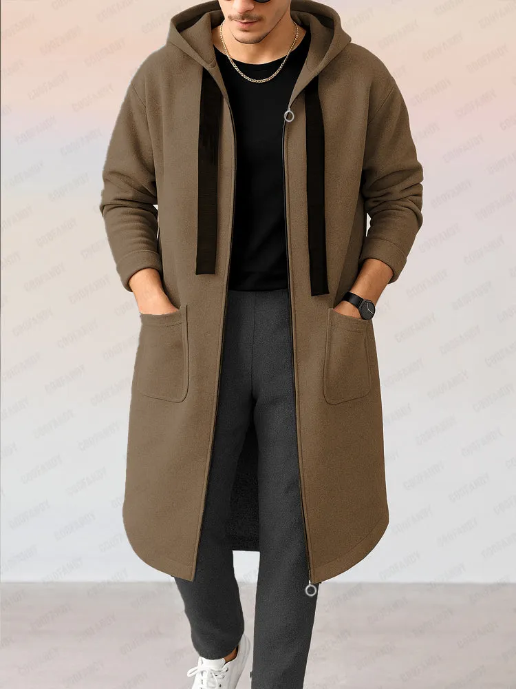 Casual Loose Fit Hooded Longline Jacket sold by Coofandy product image thumbnail 2