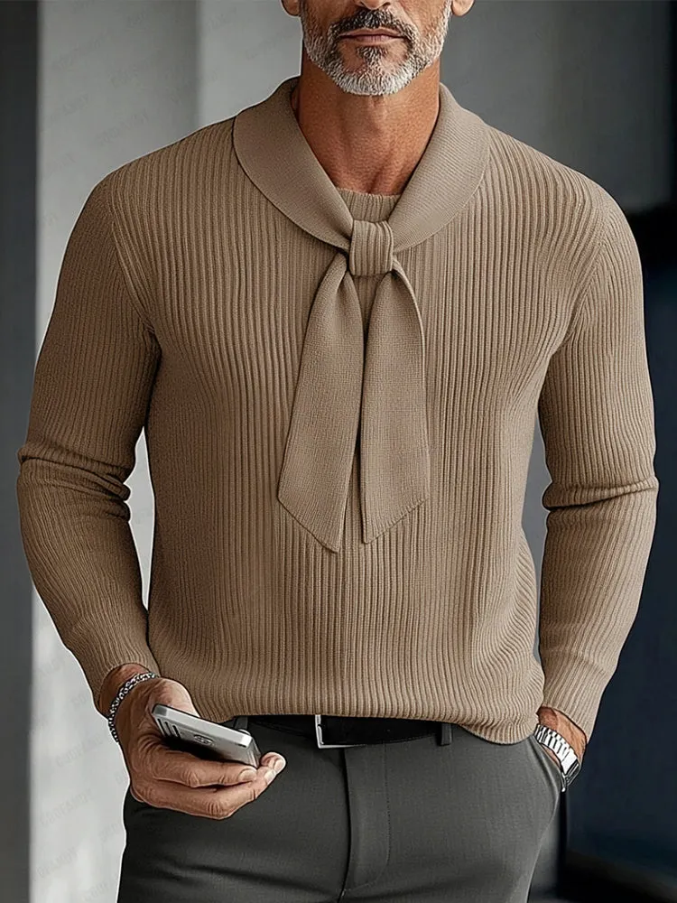 Modern Tie Neck Layering Knit Sweater sold by Coofandy product image thumbnail 2