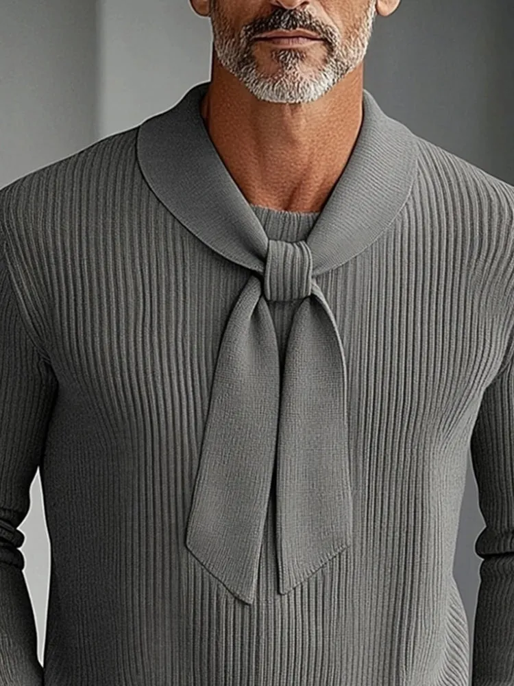 Modern Tie Neck Layering Knit Sweater sold by Coofandy product image thumbnail 3