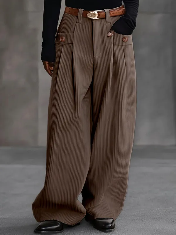Vintage Corduroy Wide-Leg Pants sold by Coofandy