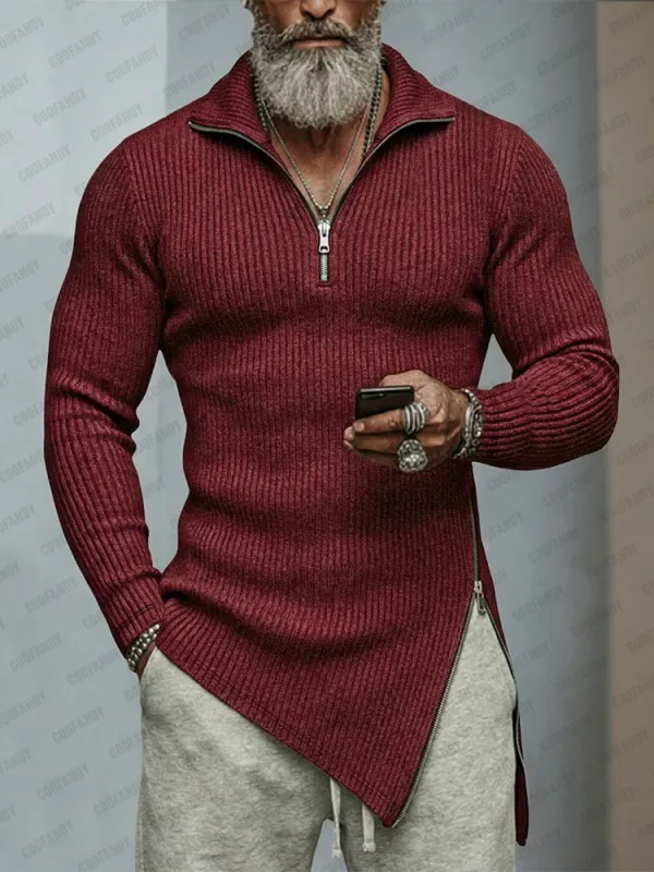 Trendy Asymmetric Hem Elastic Knit Top sold by Coofandy