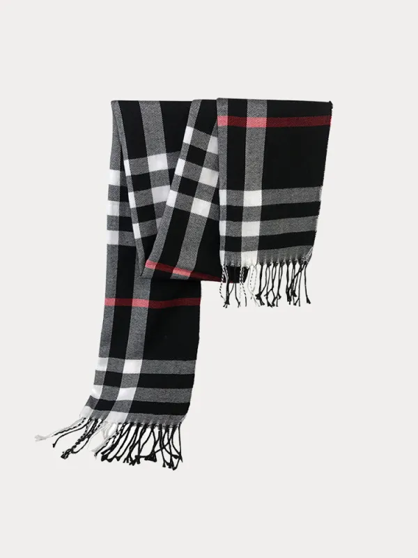 Ultra-Soft Plaid Tassel Scarf sold by Coofandy
