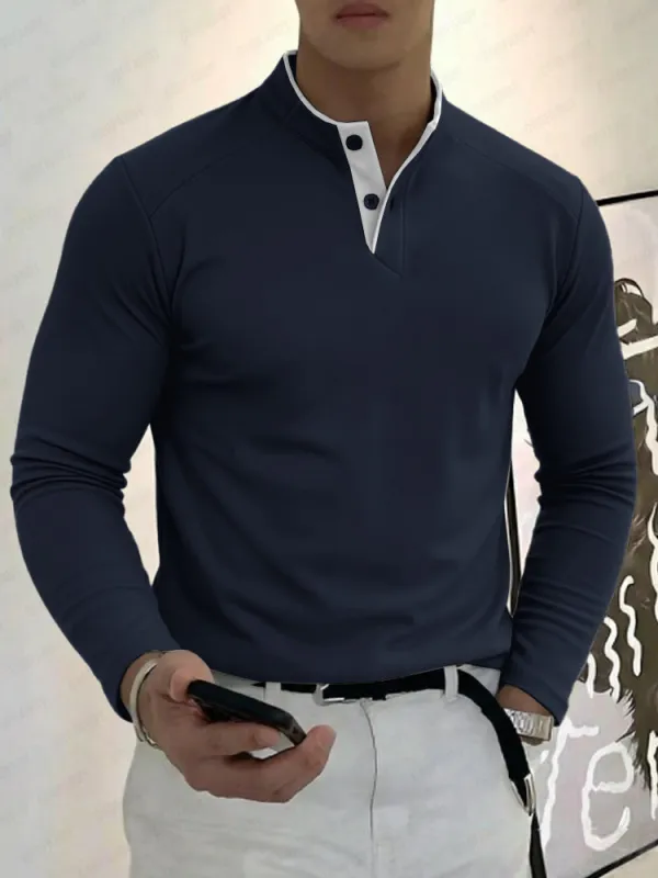 Layering Essential Contrast Placket Shirt sold by Coofandy