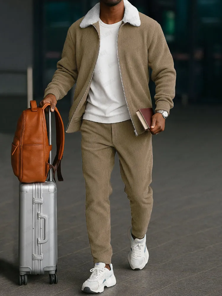 Classic Corduroy Jacket and Pants Set sold by Coofandy product image thumbnail 2