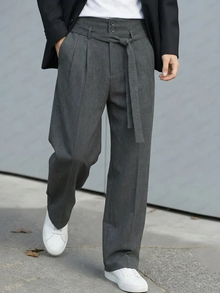 Trendy Smart Casual Belted Trousers sold by Coofandy