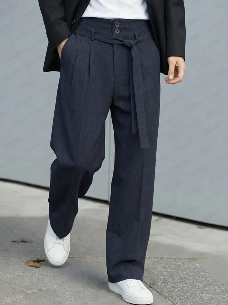 Trendy Smart Casual Belted Trousers sold by Coofandy product image thumbnail 2