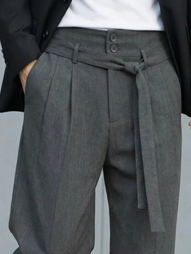 Trendy Smart Casual Belted Trousers sold by Coofandy product image thumbnail 3