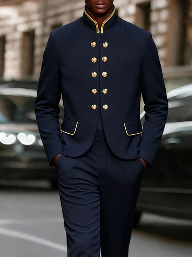 Military Style Gold Detail Blazer Pants Set sold by Coofandy product image thumbnail 3