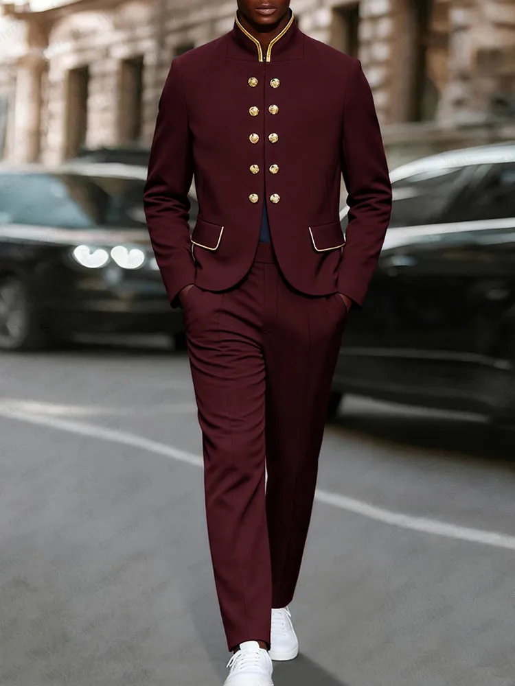 Military Style Gold Detail Blazer Pants Set sold by Coofandy product image thumbnail 2