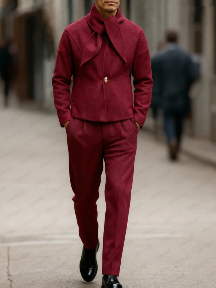 Bow Tie Design Blazer Pants Set sold by Coofandy