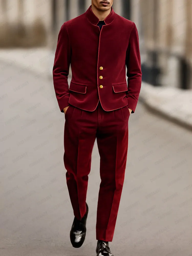 Elegant Velvet Blazer Jacket Pants Set sold by Coofandy