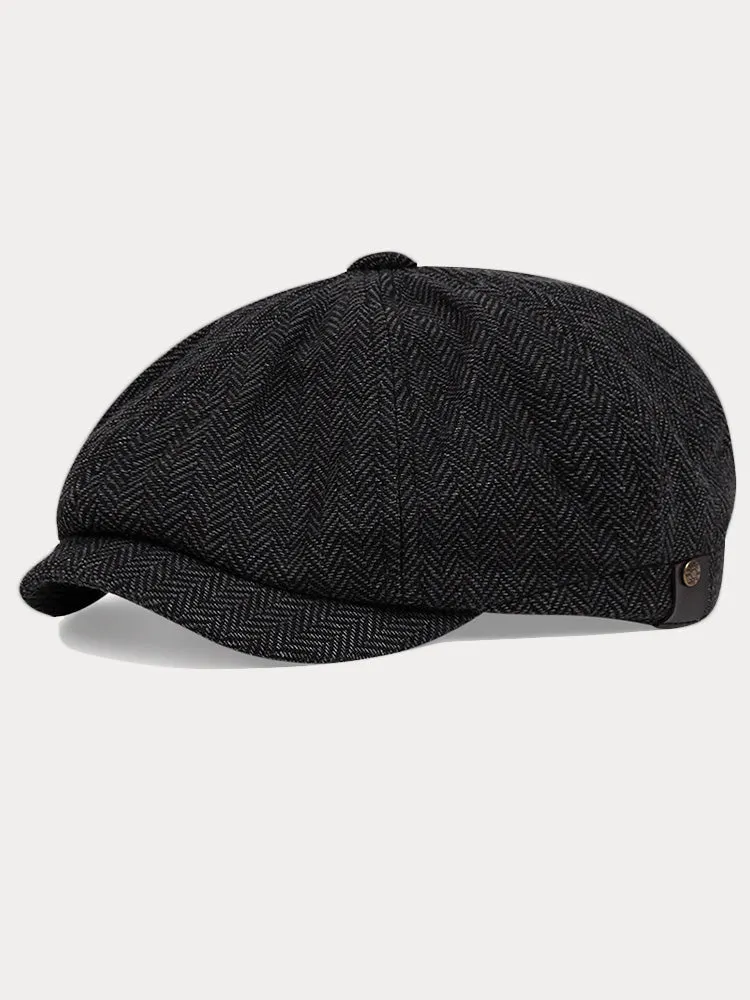 Classic Herringbone Tweed Newsboy Cap sold by Coofandy product image thumbnail 5