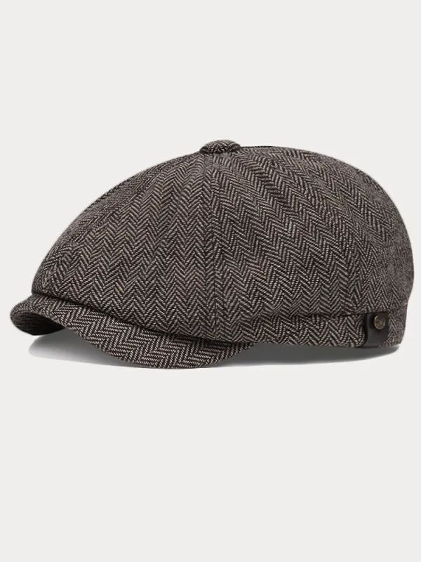 Classic Herringbone Tweed Newsboy Cap sold by Coofandy