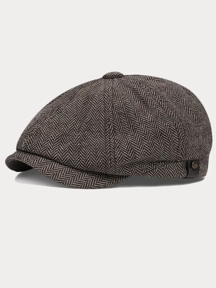 Classic Herringbone Tweed Newsboy Cap sold by Coofandy