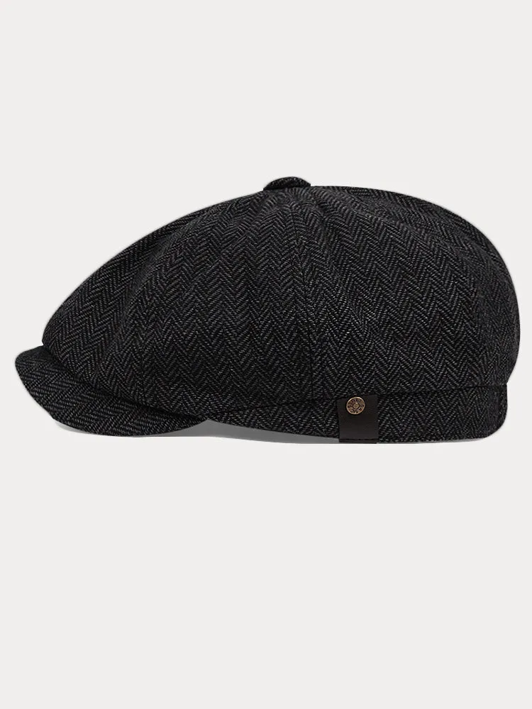 Classic Herringbone Tweed Newsboy Cap sold by Coofandy product image thumbnail 3
