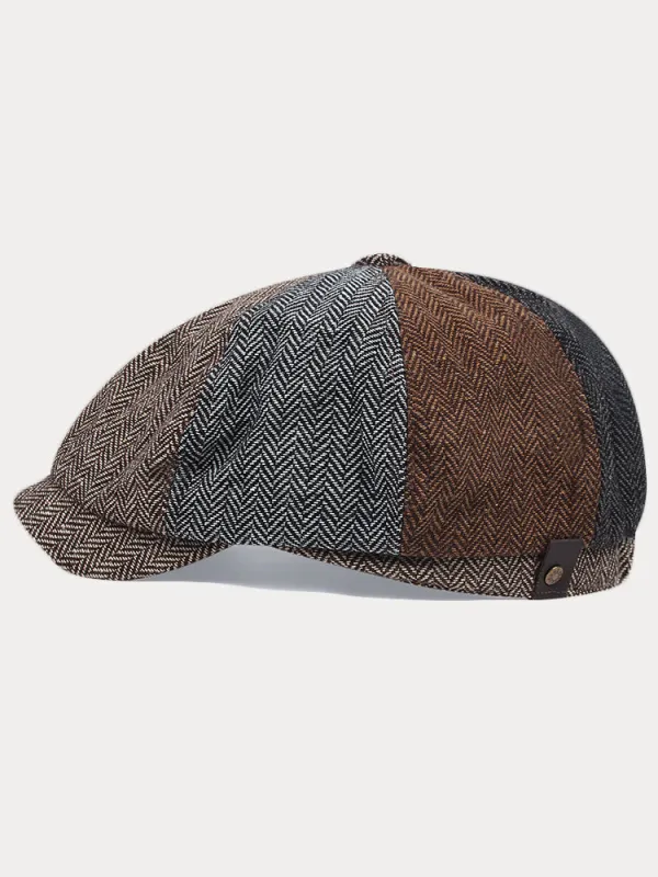 Vintage Herringbone Tweed Newsboy Cap sold by Coofandy