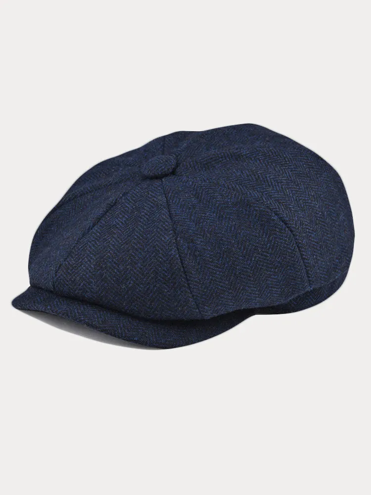 Vintage Herringbone Wool Blend Beret Hat sold by Coofandy