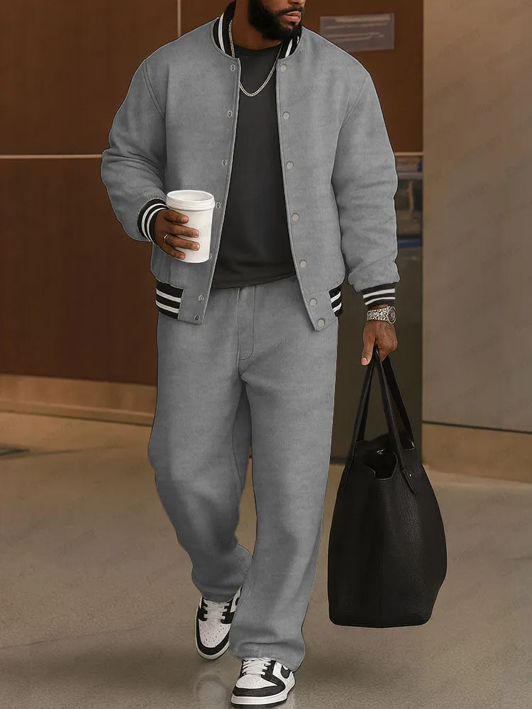 Classic Striped Trim Jacket Pants Set sold by Coofandy product image thumbnail 5