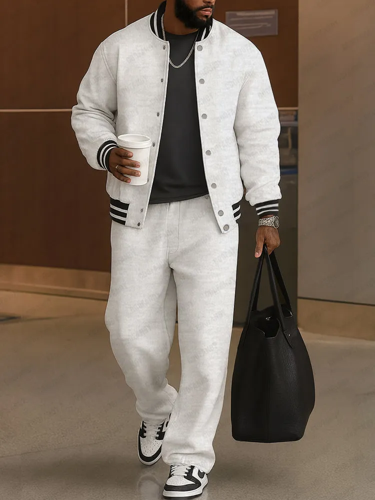 Classic Striped Trim Jacket Pants Set sold by Coofandy