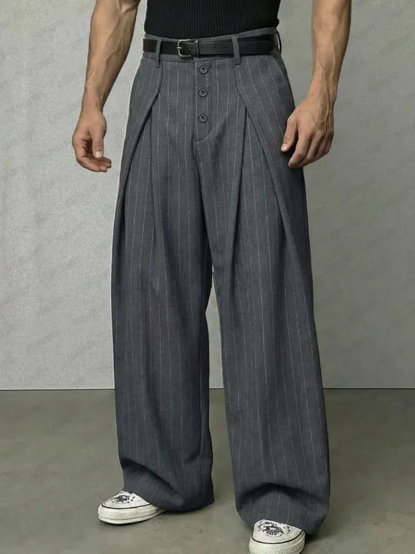 Essentail Stripe Wide-Leg Pants sold by Coofandy