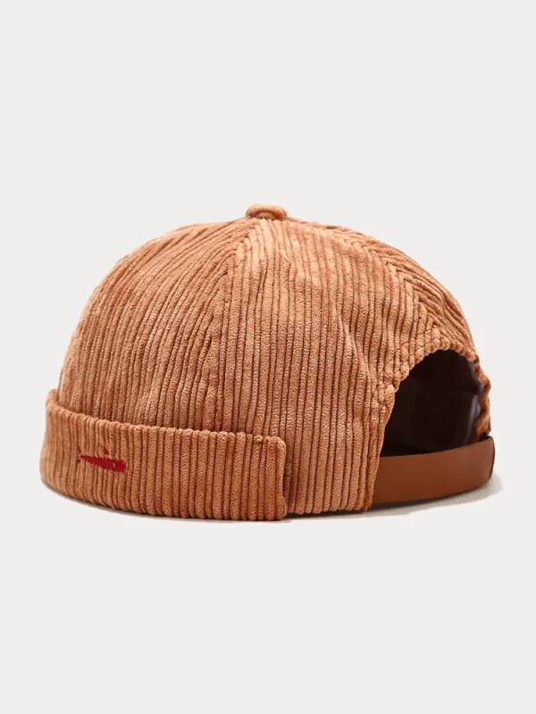 Stylish Fish Embroidery Corduroy Brimless Hat made by Coofandy