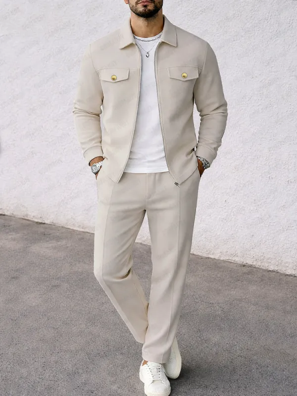 Classic Suede Jacket and Pants Set sold by Coofandy