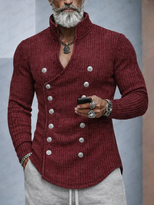 Stylish Double Breasted Knit Cardigan sold by Coofandy