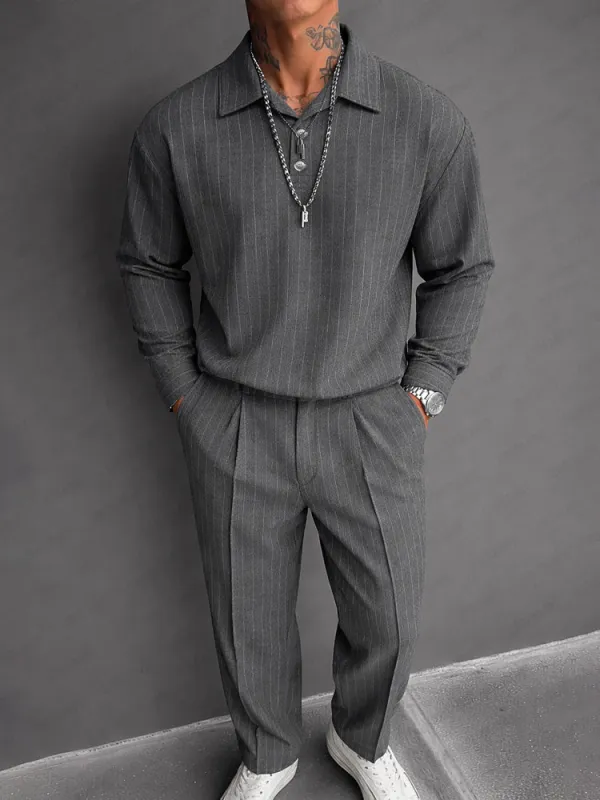 Casual Vertical Striped Matching Set sold by Coofandy