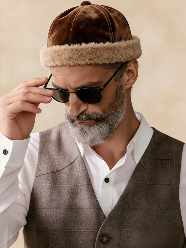 Warm Fleece Brimless Beanie Hat sold by Coofandy