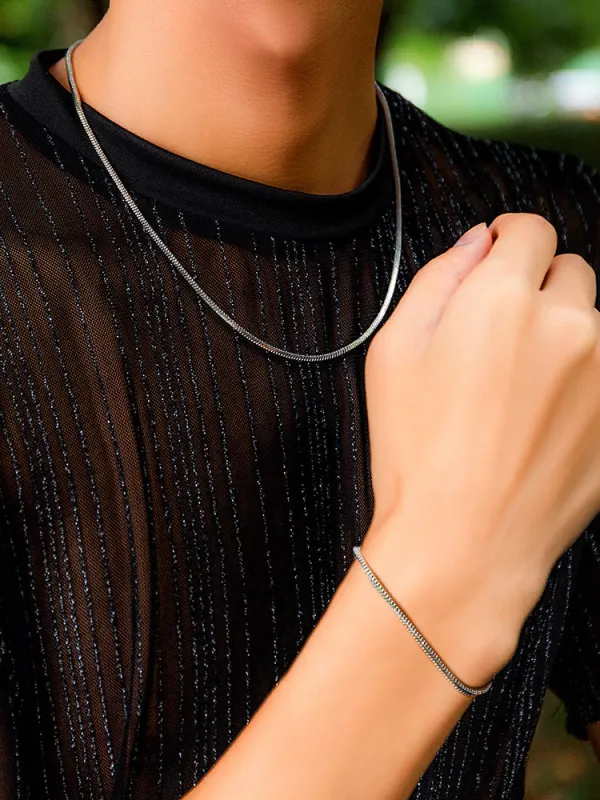 Simple Snake Chain Necklace and Bracelet Set made by Coofandy