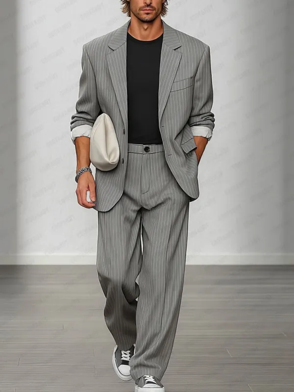 Smart Casual Striped Blazer and Pants Set sold by Coofandy