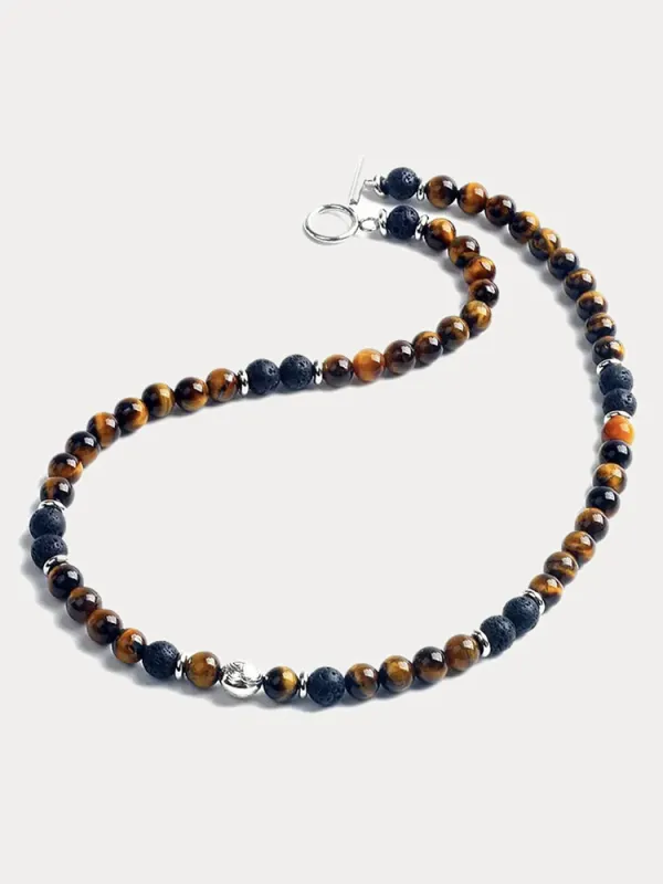 Natural Tiger Eye Stone Necklace sold by Coofandy