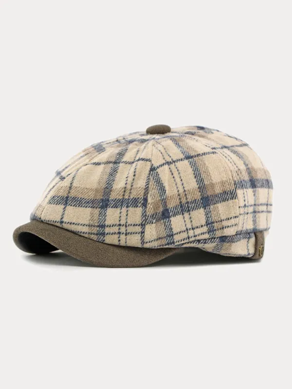 Vintage Plaid Warm Newsboy Cap sold by Coofandy