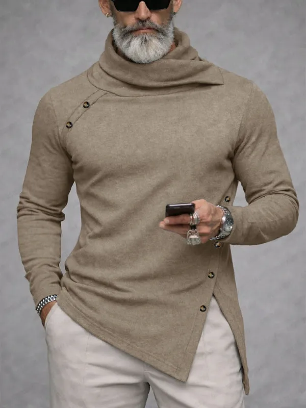 Fashion Designer Turtleneck Asymmetrical Undershirt sold by Coofandy