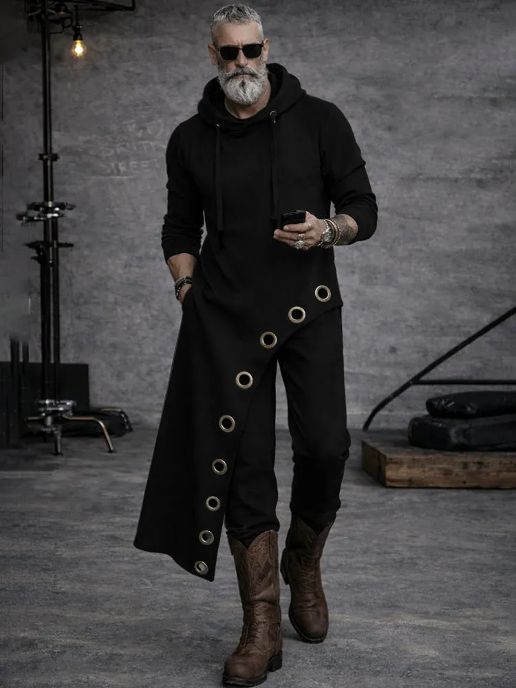 Gothic Style Irregular Hem Hoodie Pants Set sold by Coofandy product image thumbnail 2