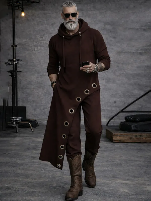 Gothic Style Irregular Hem Hoodie Pants Set sold by Coofandy