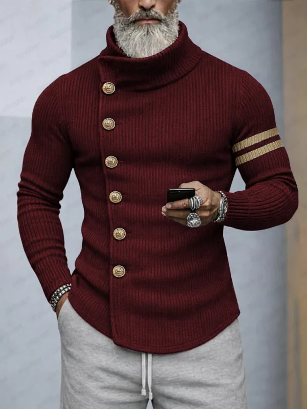 Premium Contrast Color Turtleneck Knit Top made by Coofandy