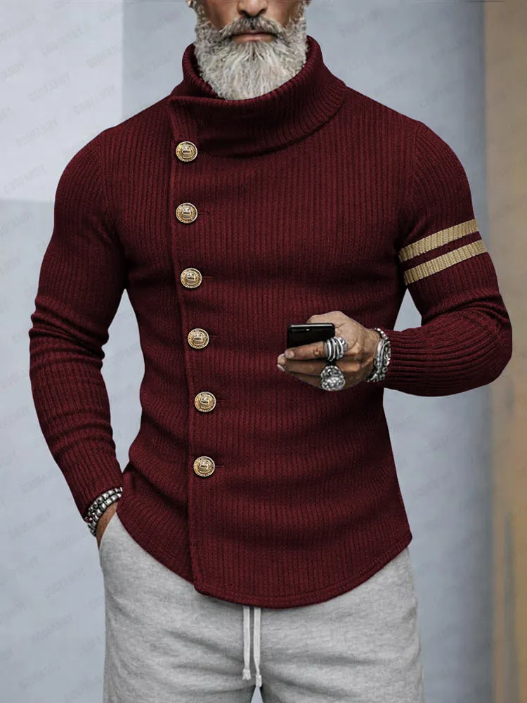 Premium Contrast Color Turtleneck Knit Top sold by Coofandy