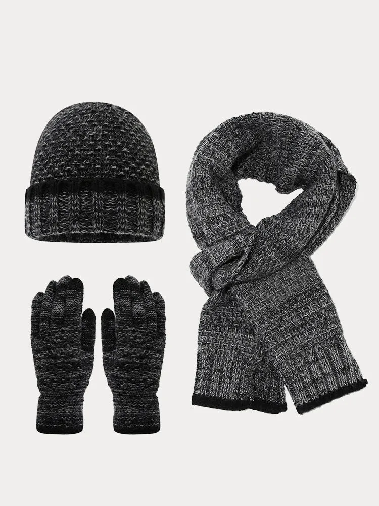 Two-Tone Knit Gloves Beanie Scarf 3-in-1 Set sold by Coofandy product image thumbnail 5