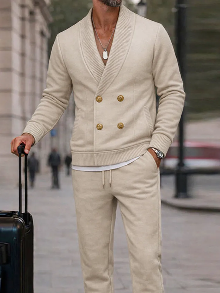 Casual Ribbed Double Breasted Jacket Pants Set sold by Coofandy product image thumbnail 3