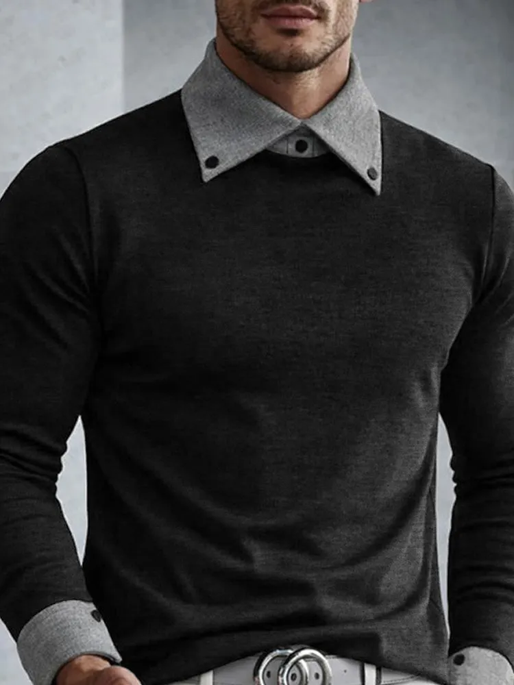 Stylish Fake Two-Piece Contrast Color Top sold by Coofandy product image thumbnail 3