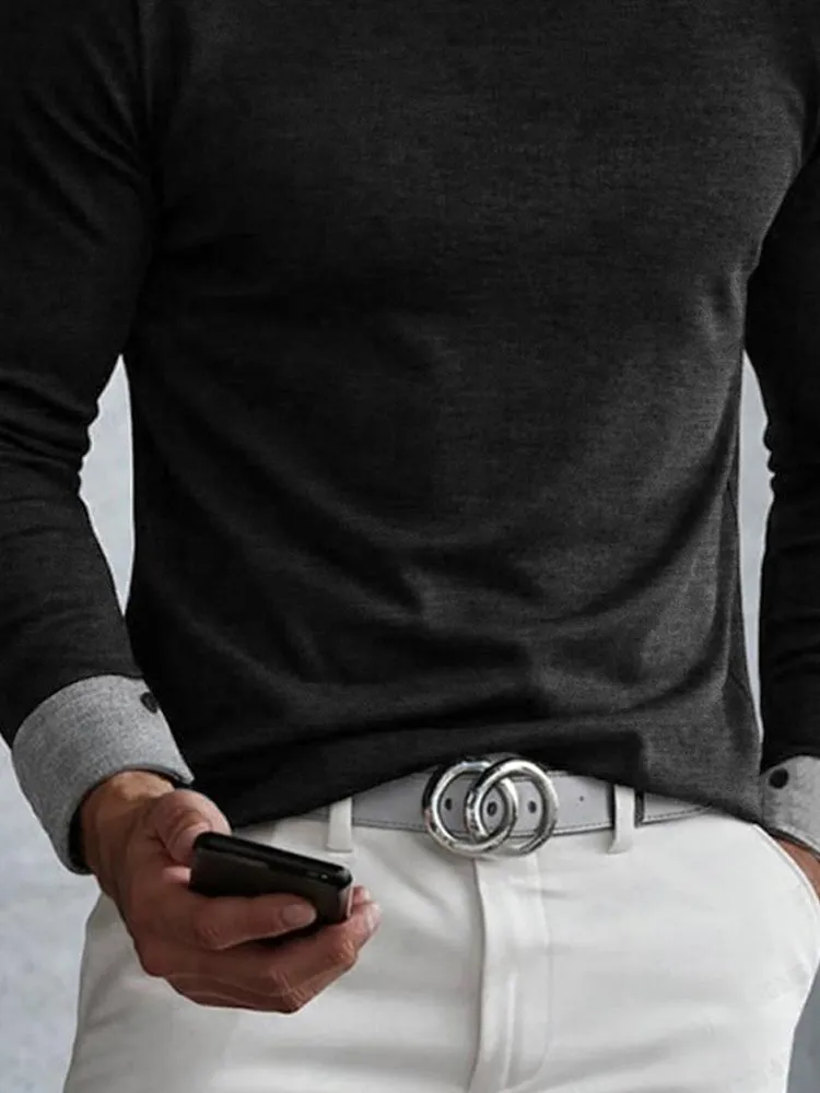 Stylish Fake Two-Piece Contrast Color Top sold by Coofandy product image thumbnail 4