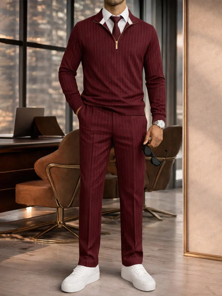 Urban Casual Stripe Polo Shirt and Pants Set sold by Coofandy