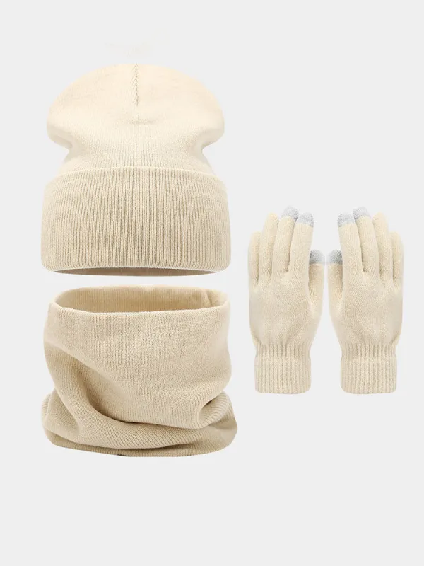 Ultra-Soft Knit Beanie Gloves Neck Warmer 3-in-1 Set made by Coofandy