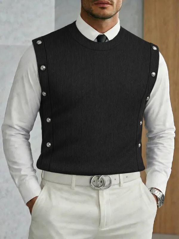 Trendy Versatile Button Accent Ribbed Vest sold by Coofandy